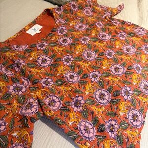 Printfresh Vibrant Orange and Purple Floral Top